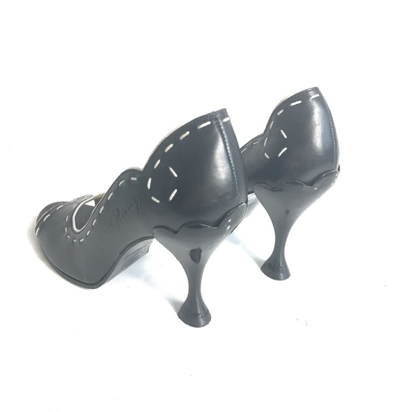 John Fluevog Black Leather shoes size 8.5 heels - Picture 3 of 7